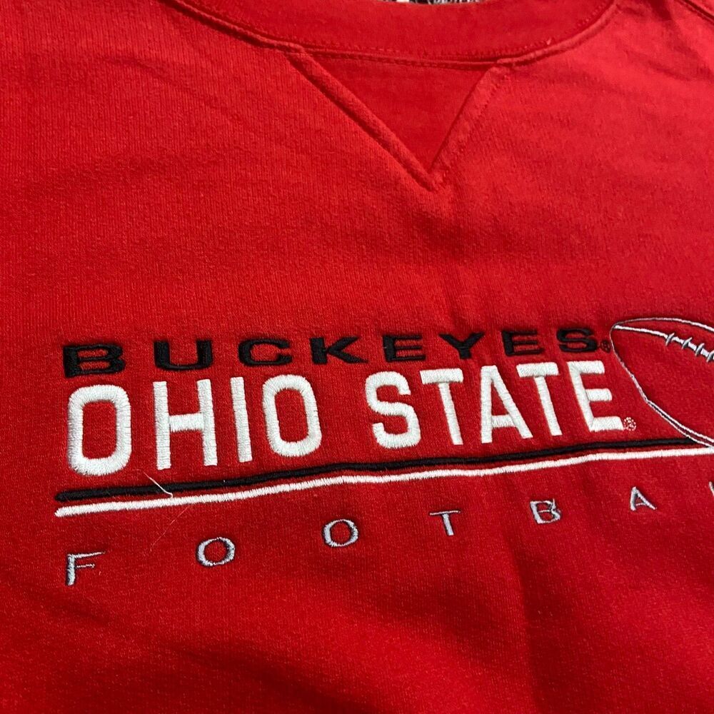 Starter Vintage 90s NCAA Ohio State Football Crewneck Sweatshirt Red Men's XL - Picture 3 of 9